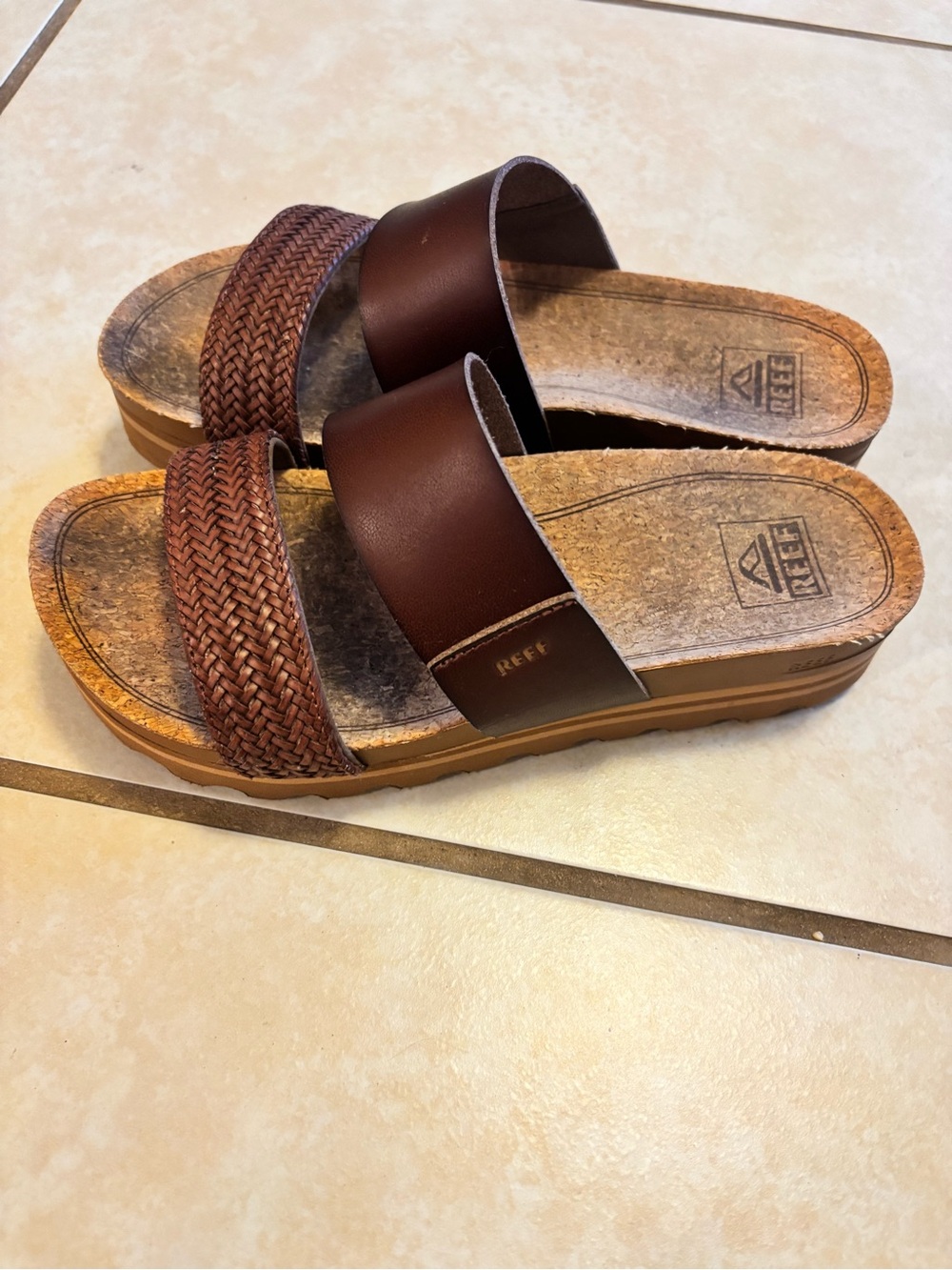 Reef Women’s Brown Two-Strap Slide Sandals